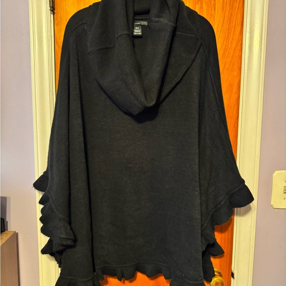 Cejon Sweaters - Cejon Black Knit Cowl Neck Poncho